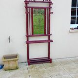 Old vintage red lacquered bamboo Asian coat rack