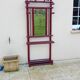 Old vintage red lacquered bamboo Asian coat rack