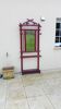 Old vintage red lacquered bamboo Asian coat rack