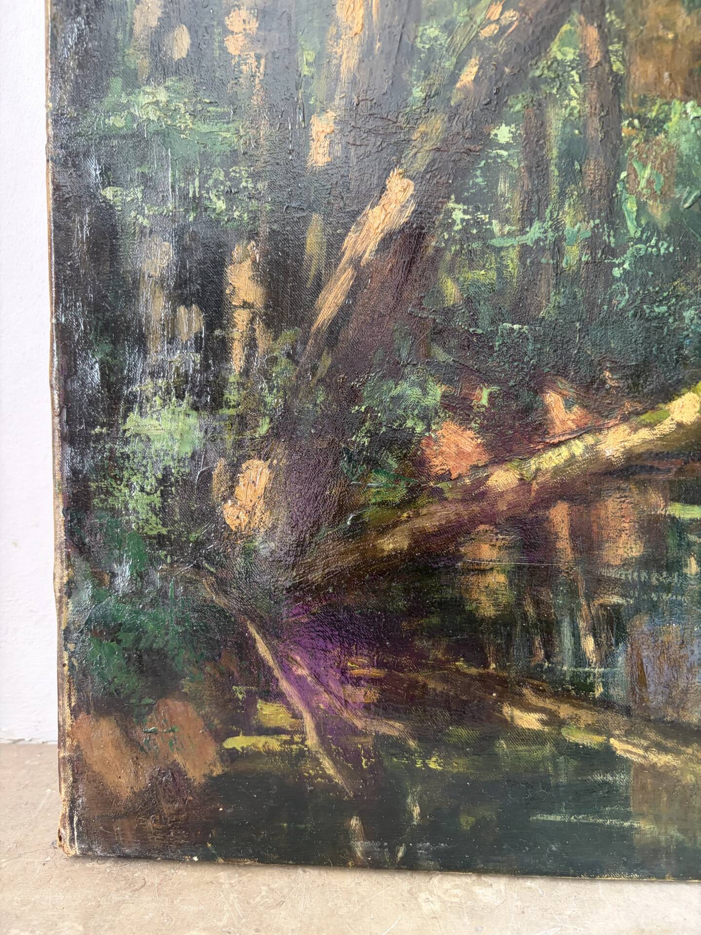 "Study for the fallen tree" oil on canvas signed 1925