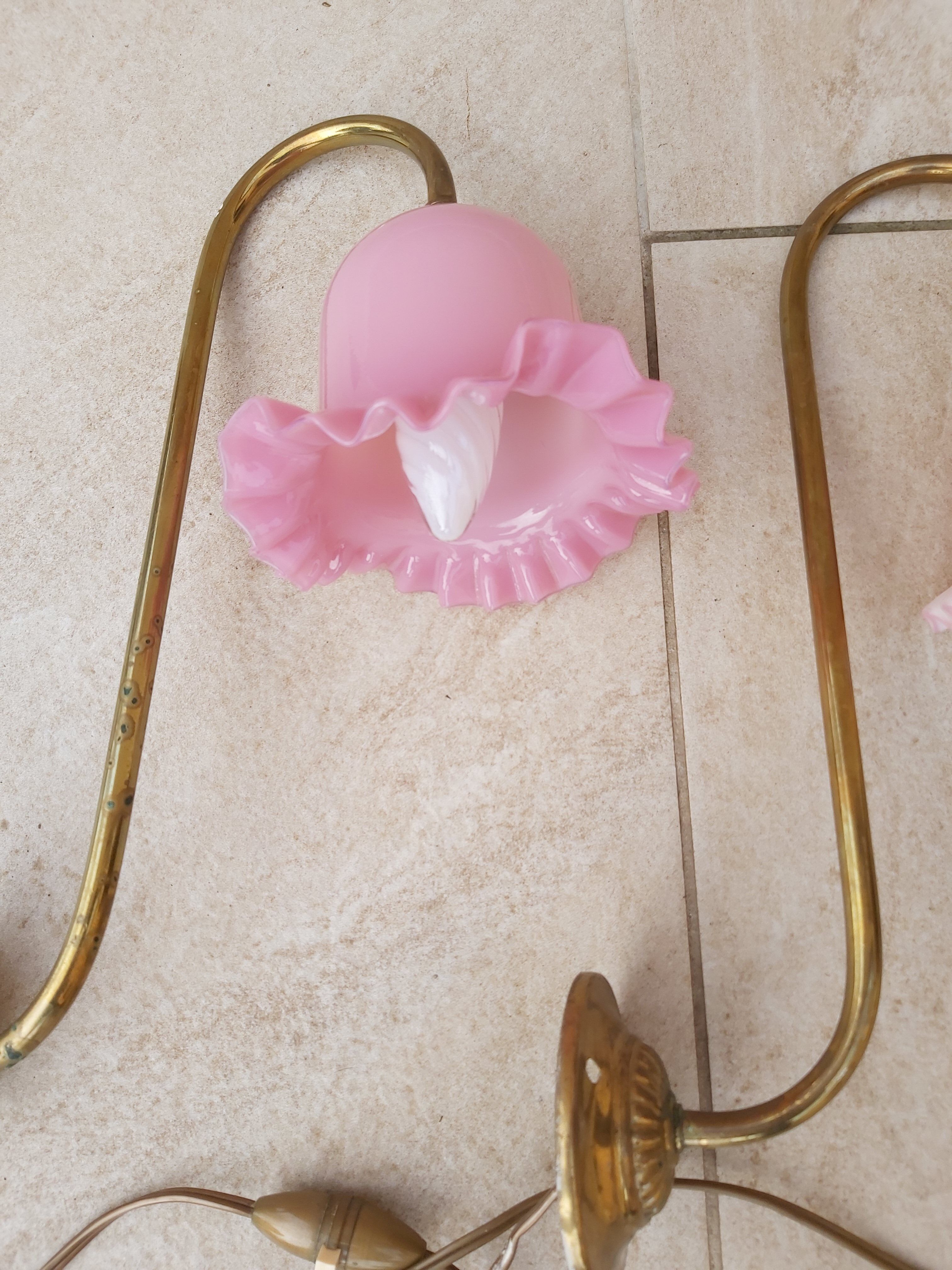 Pair of swan collar wall light