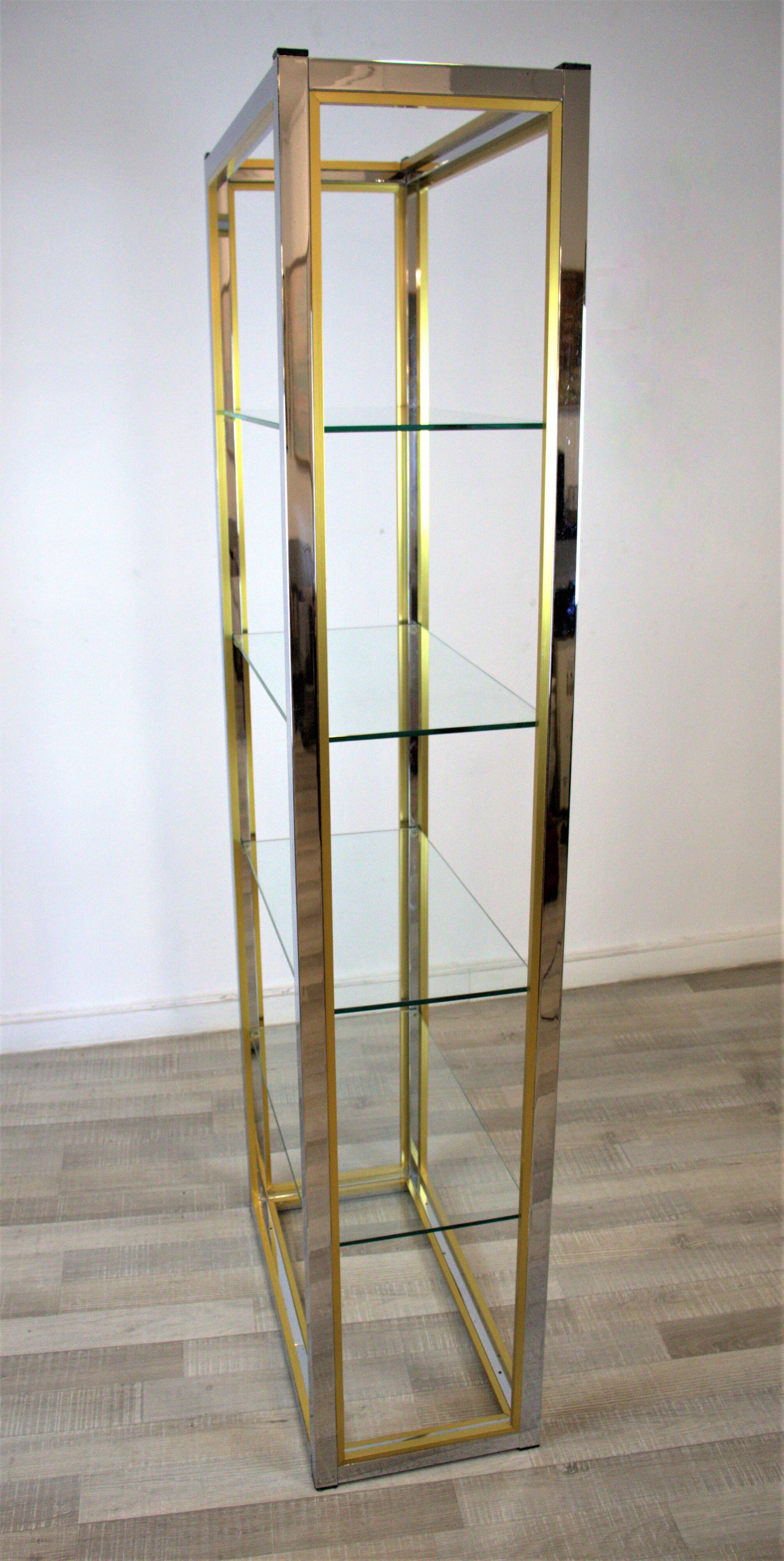Brass Chrome Design Shelf by Renato Zevi for Romeo Rega