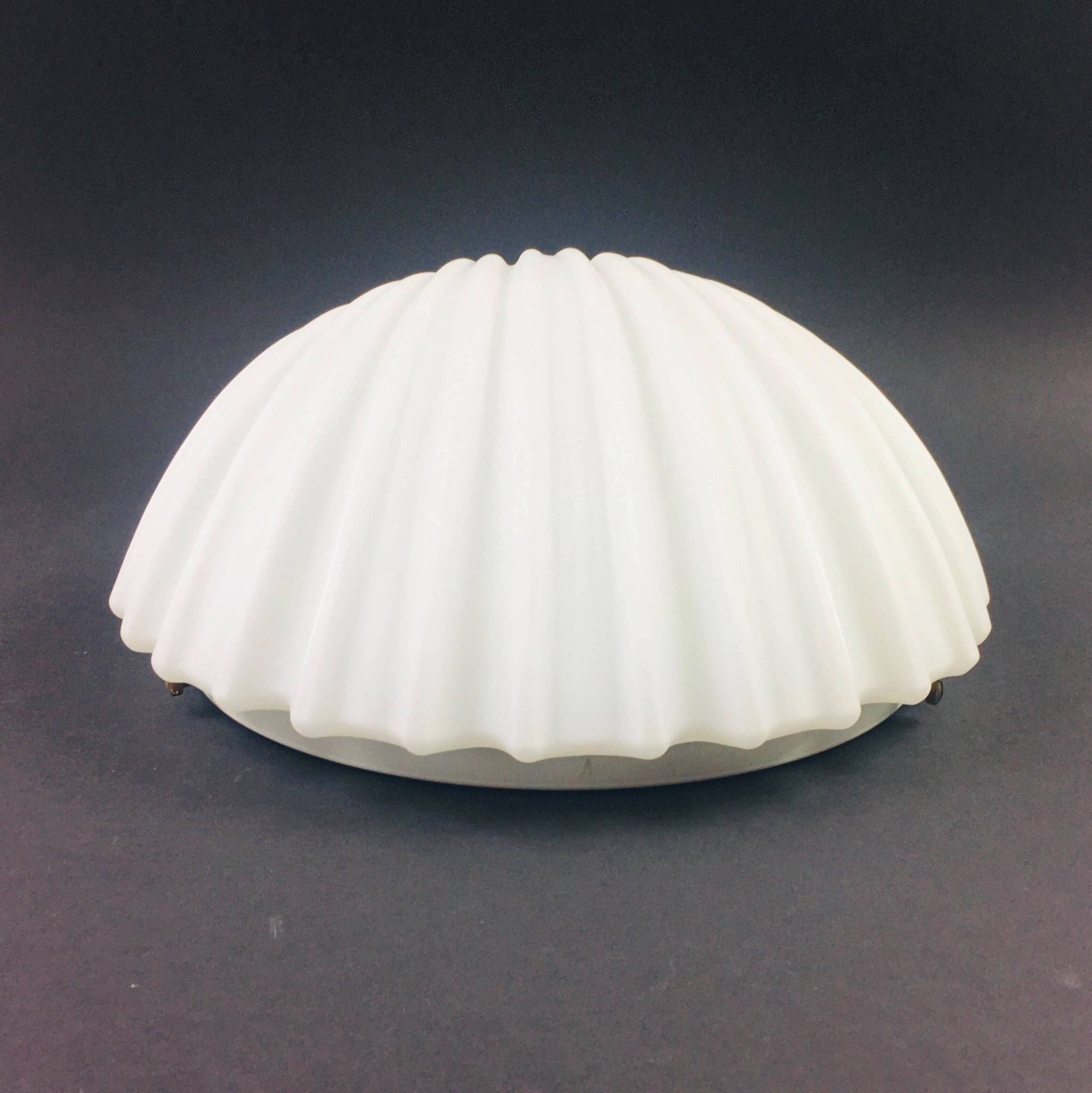 Large Minimalist Opaline Glass Shell-Shaped Wall Light from Limburg, Germany, 1970s