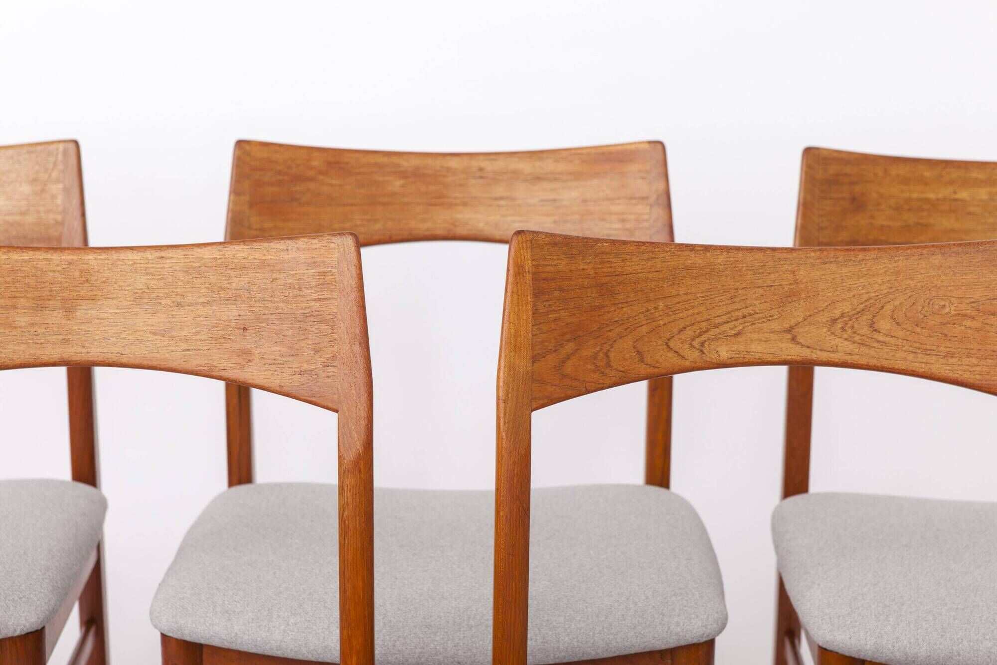 Set of 5 Henning Kjærnulf Teak Dining Chairs, Vejle Stolefabrik, Danish