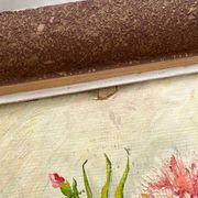 Antique oil painting on cardboard, bouquet of carnations, signed and dated 1899