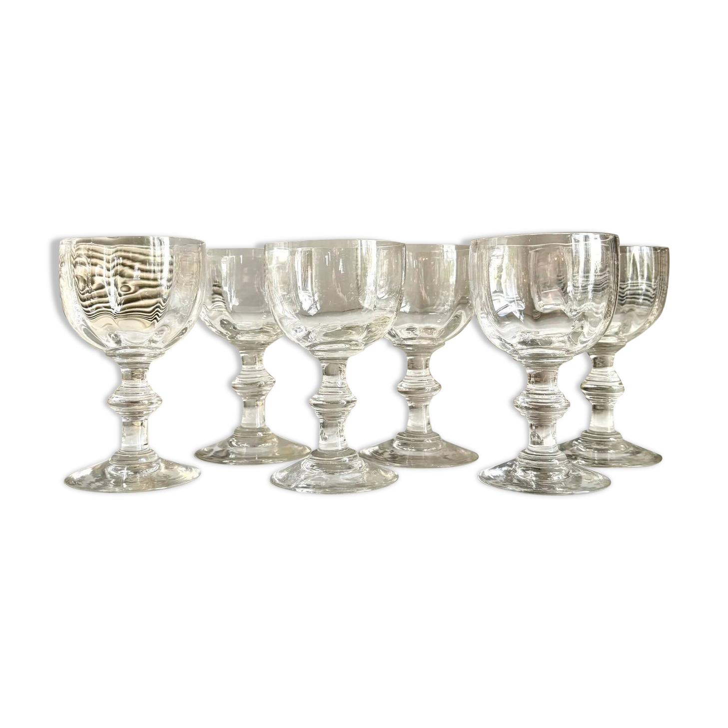 6 verres à pied en cristal soufflé à la main