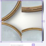 Rare round wall mirror in wood and gilded plaster – Ø 80 cm – 1950s