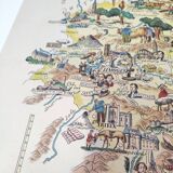 Old Limousin map illustrated Jacques Liozu 1951