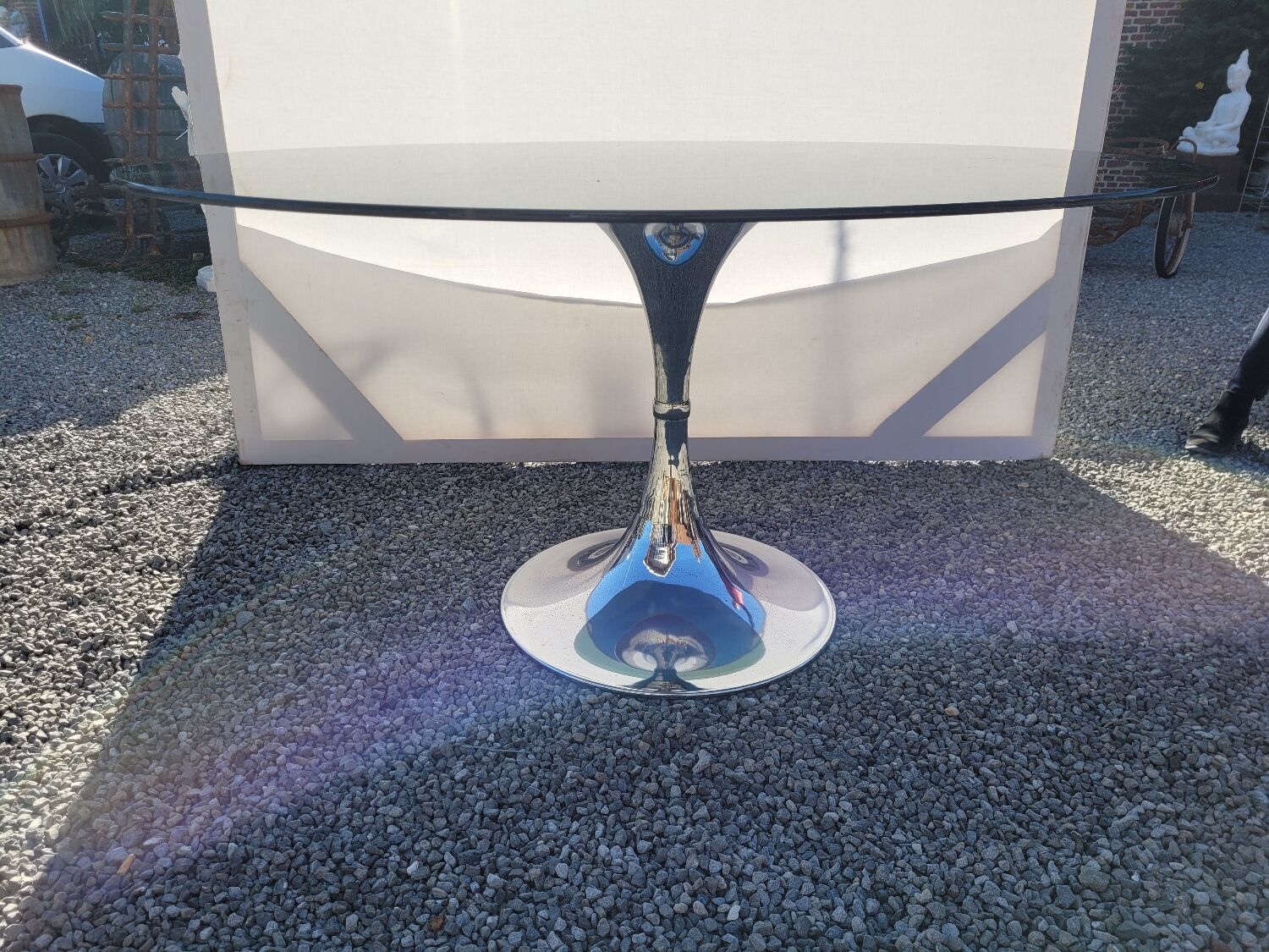 Tulip foot table by Gastone Rinaldi from the 70s