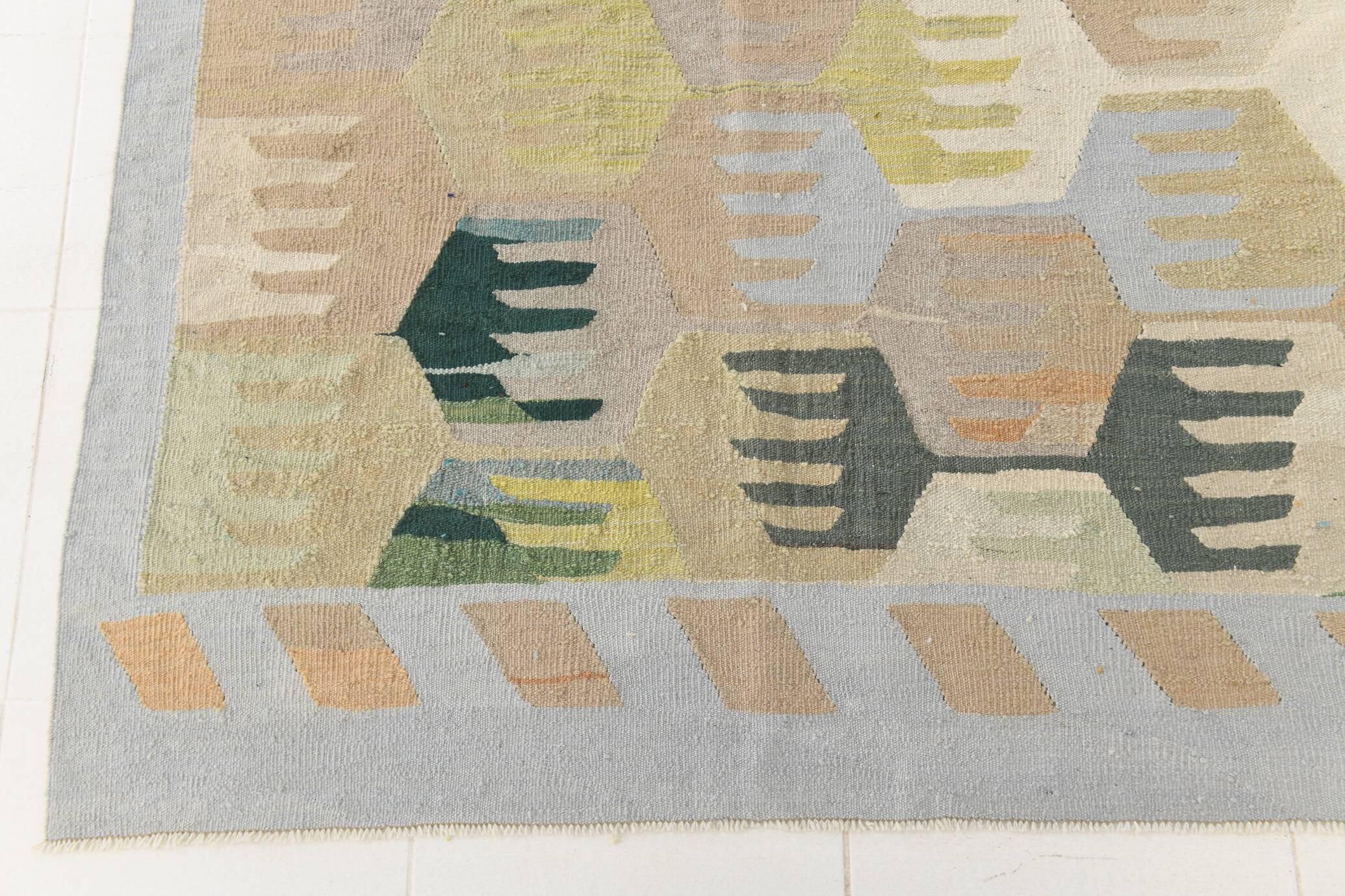 9x12 Kilim Pastel Tones Overisze Anatolian Flatweave Kilim Rug, 270x352 Cm