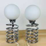 Pair of lamps spring chrome 70s