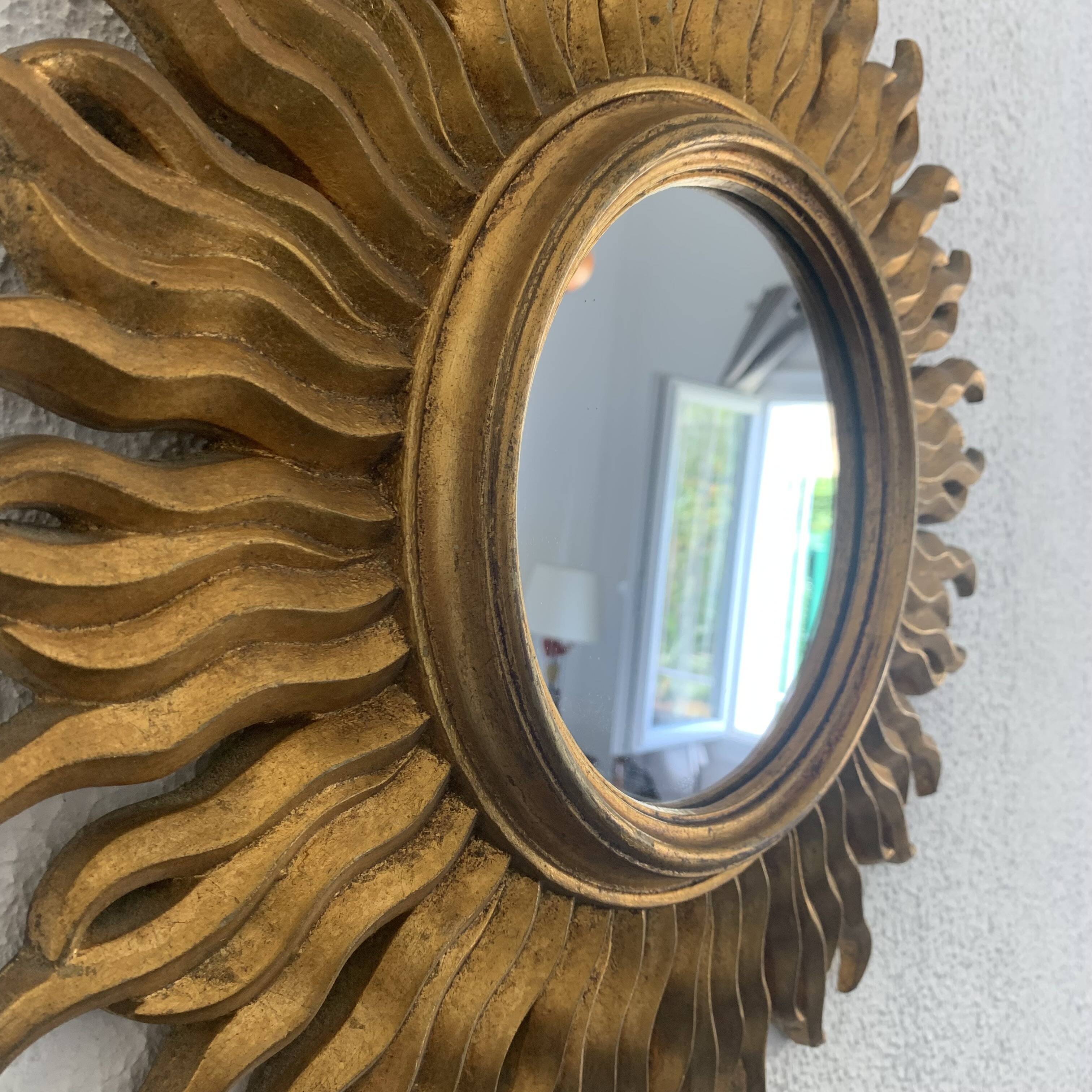 Vintage 1960s sun gold witch mirror - 47 cm