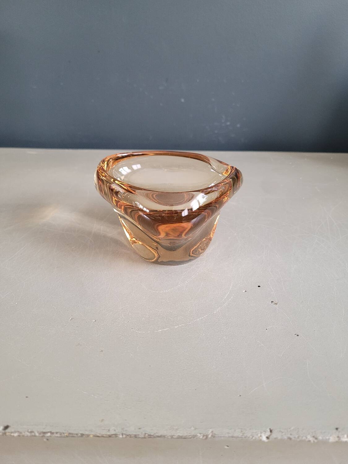 Vintage amber tinted glass ashtray