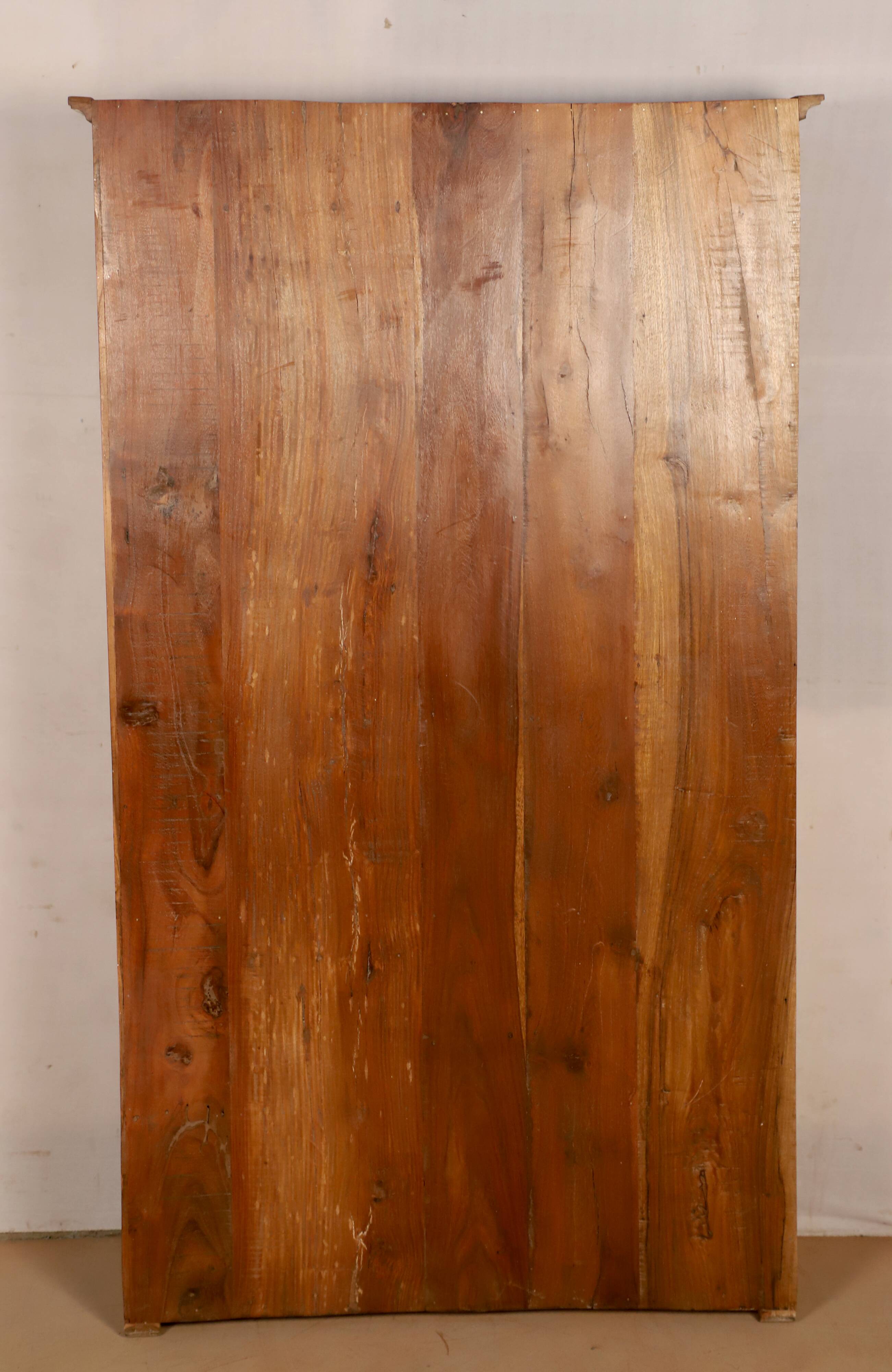 Burmese teak showcase with original beige & blue patina