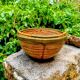 Large rattan basket brass Gabriella Crespi 1960s