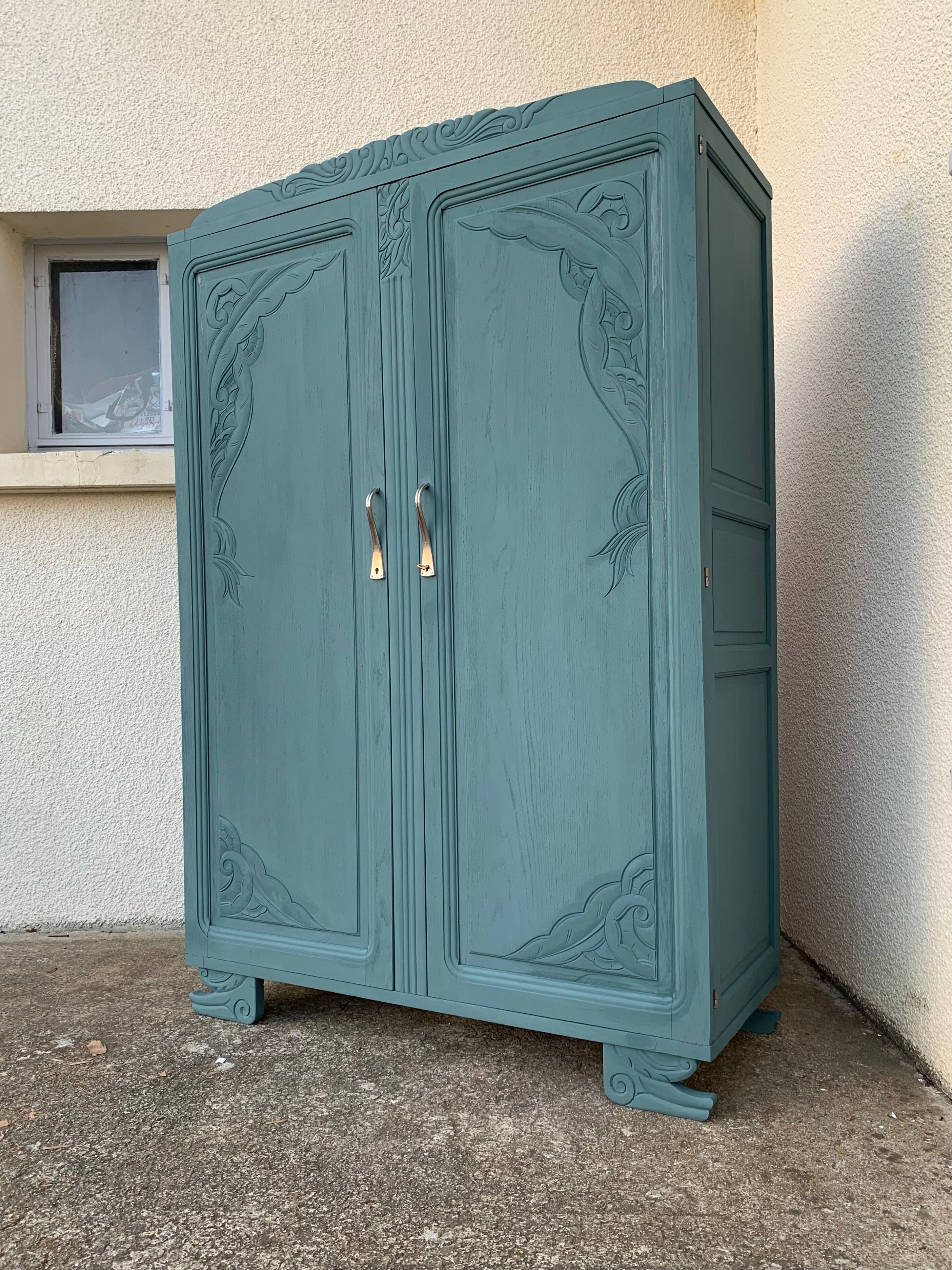 Parisian art deco wardrobe blue gray 1930