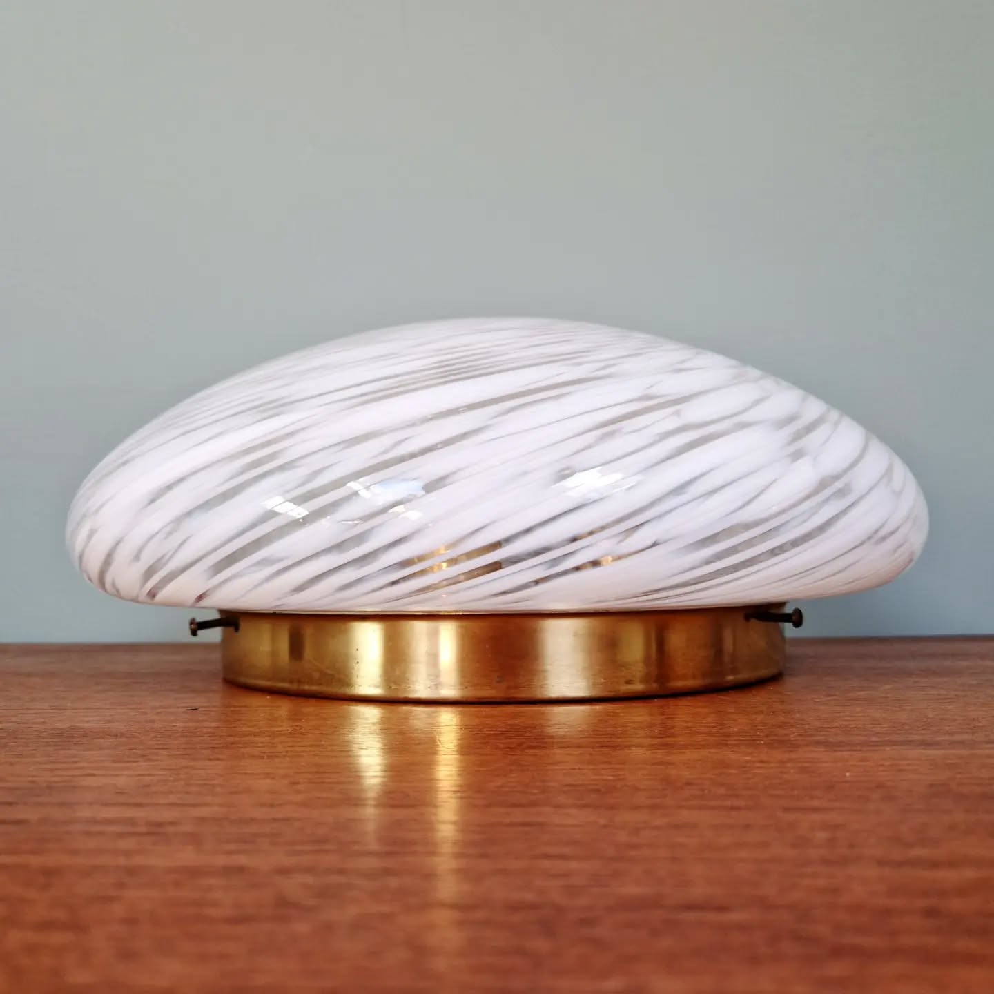 Brass and Murano glass ceiling light, Hillebrand, 1970