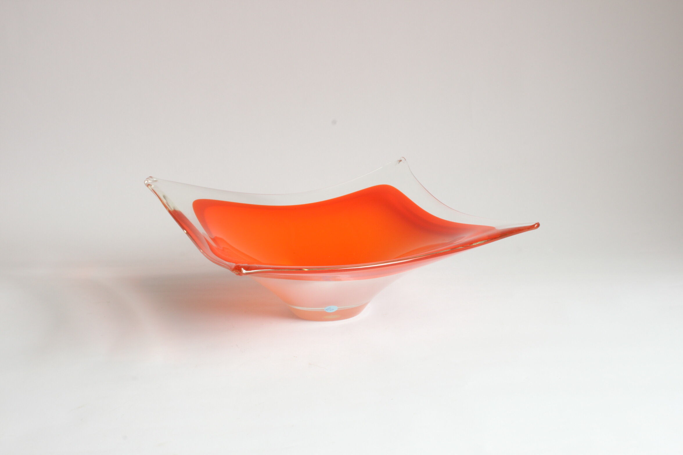 Empty pocket in orange square Murano glass, Italy 1970s.