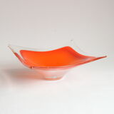 Vide poche en verre de Murano carré orange, Italie années 1970.
