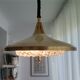 1960s mid century cream metal and crystal pull down large hanging lamp