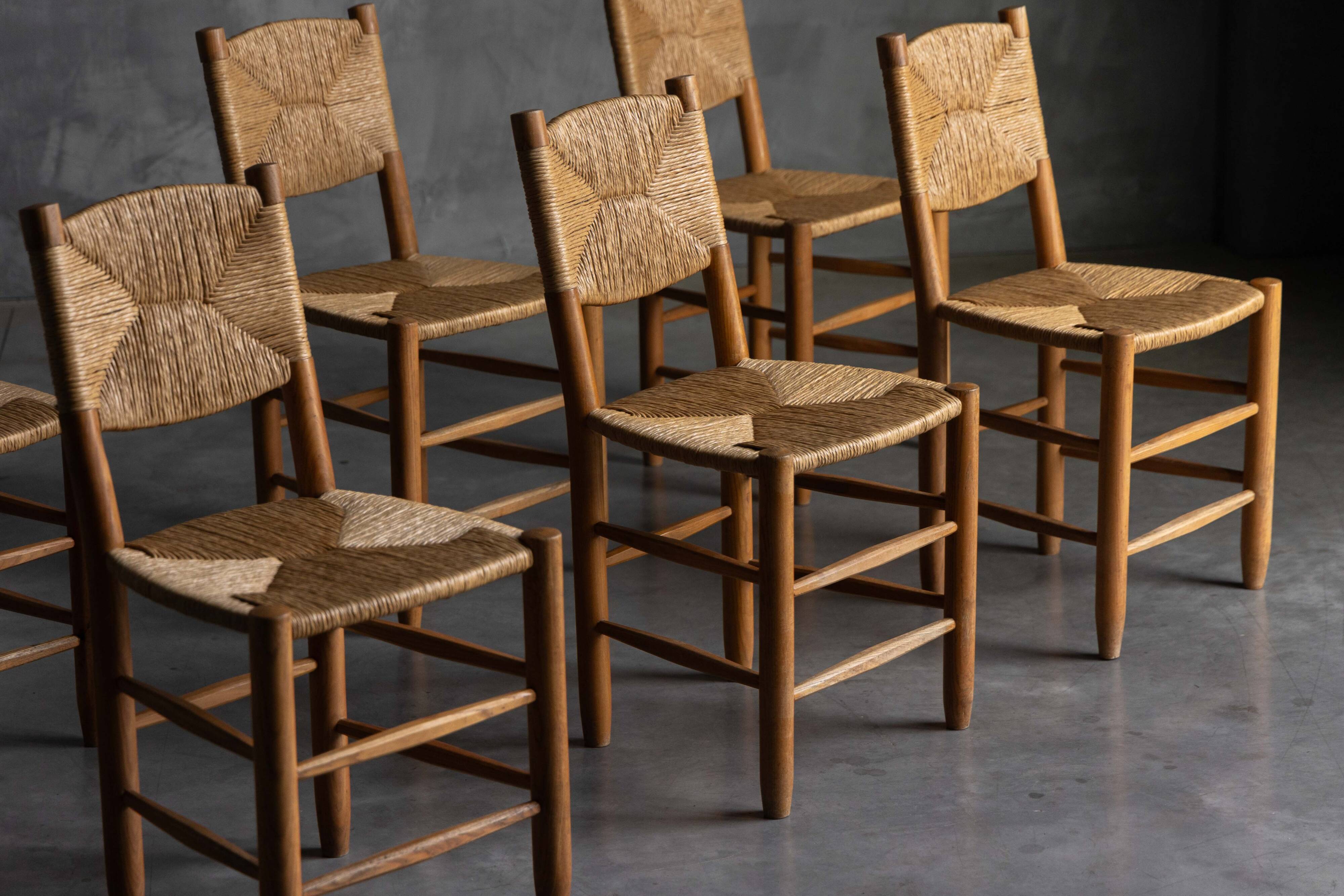 "Bauche" Dining Chairs by Charlotte Perriand for Steph Simon, France, 1950s