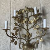 Paire d’appliques feuillage doré circa 1960