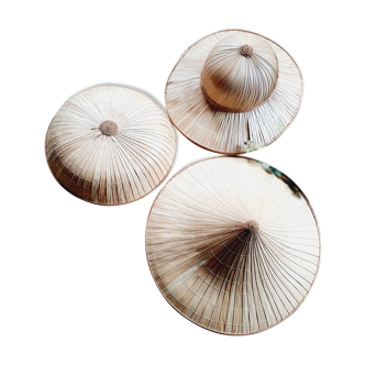 Lot de 3 chapeaux en fibres naturelles style asiatique