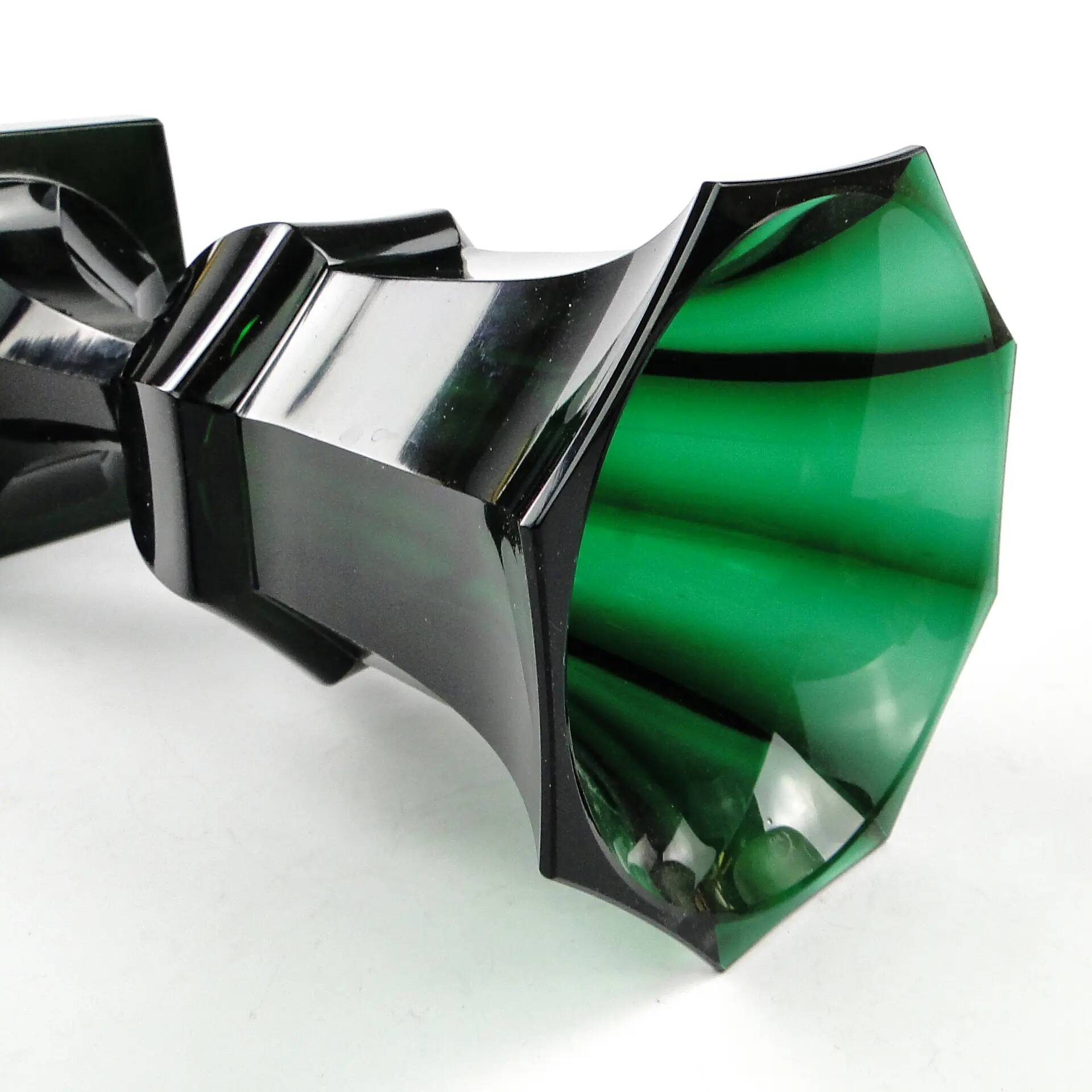 Art Deco vase, green crystal, Moser, Czechoslovakia, 1930s