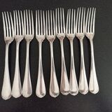 Set of 9 Christofle forks in silver metal
