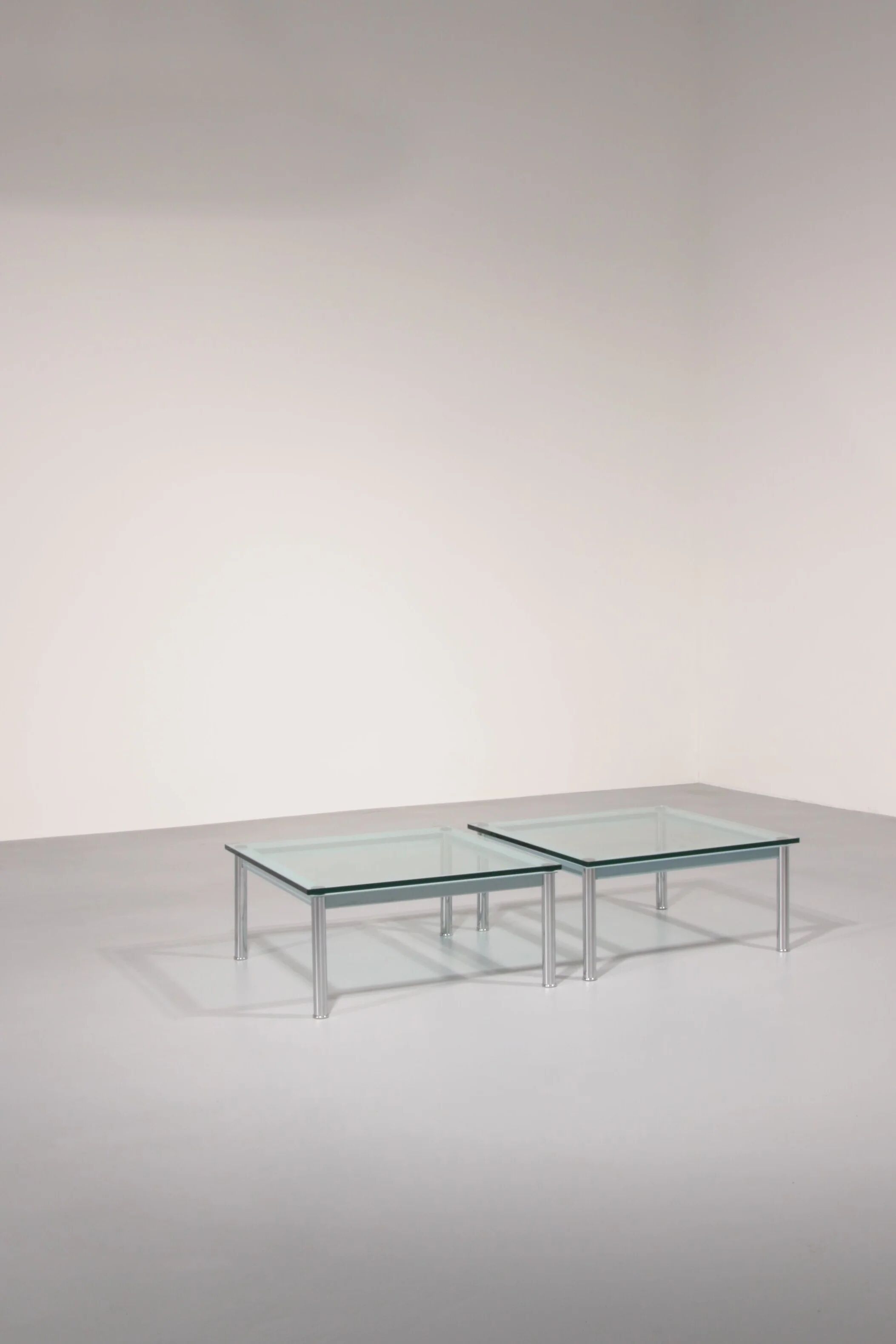 Cassina LC-10 coffee table by Le Corbusier – rare light blue glass edition