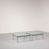 Cassina LC-10 coffee table by Le Corbusier – rare light blue glass edition