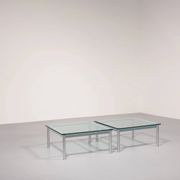 Cassina LC-10 coffee table by Le Corbusier – rare light blue glass edition