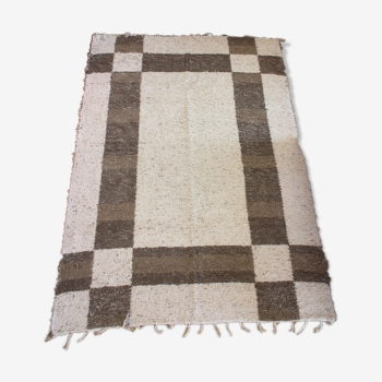 Reversible handmade rug - hand woven - 170 x 240 cm - dark beige and white
