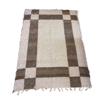 Reversible handmade rug - hand woven - 170 x 240 cm - dark beige and white
