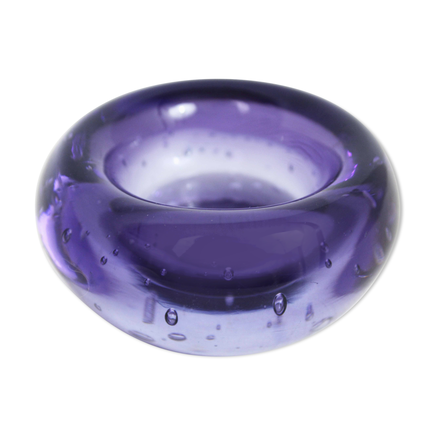 Thick glass tealight holder from the 70s/80s