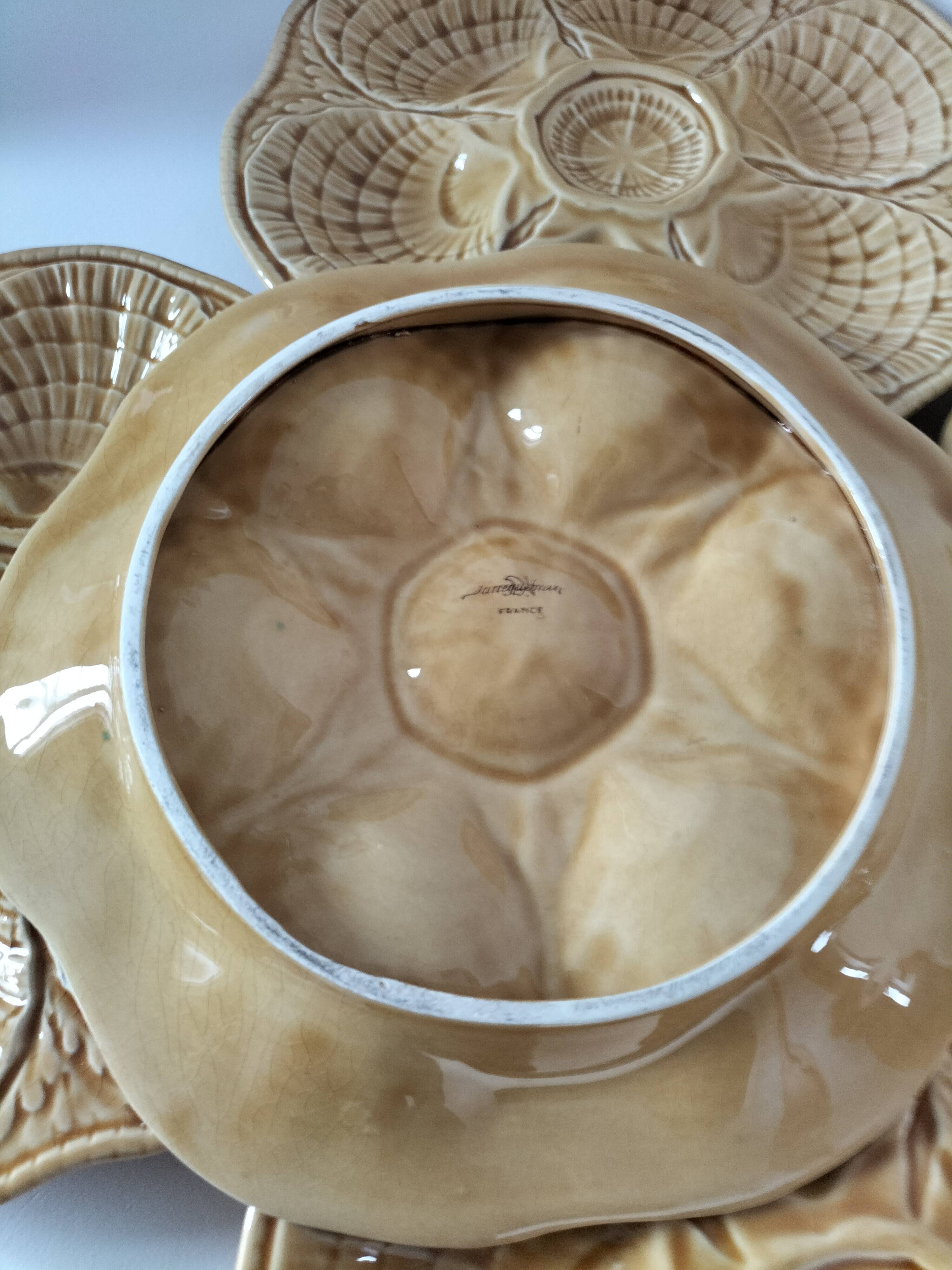 5 Sarreguemines caramel shell plates, 1950s
