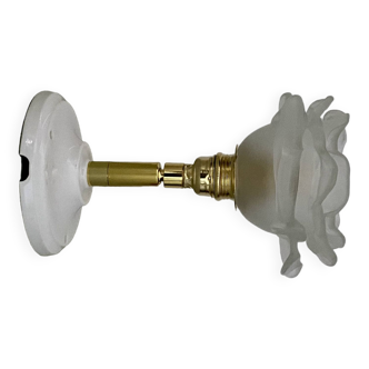 Vintage tulip wall lamp in frosted glass in the shape of a flower