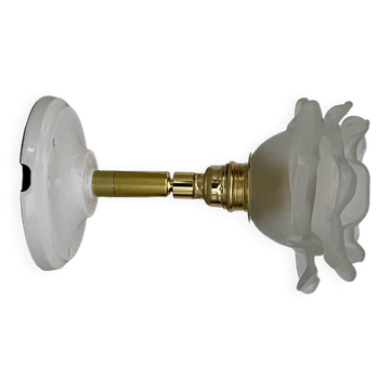 Vintage tulip wall lamp in frosted glass in the shape of a flower