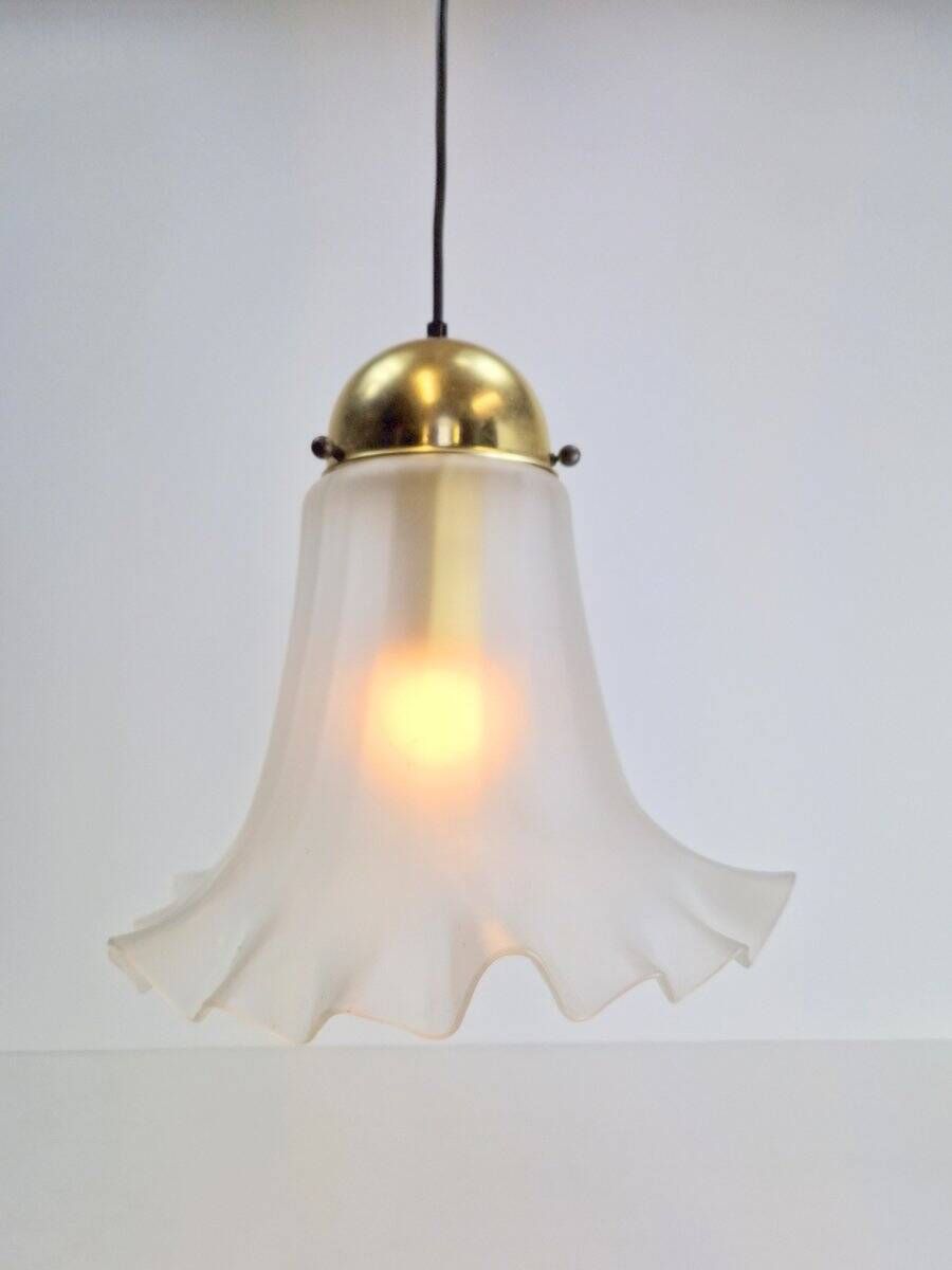 Vintage Glass & Brass Handkerchief Pendant Lamp from Peill & Putzler, 1960s