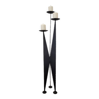Large Vintage Brutalist Chandelier • Wrought Iron • XXL • 1950
