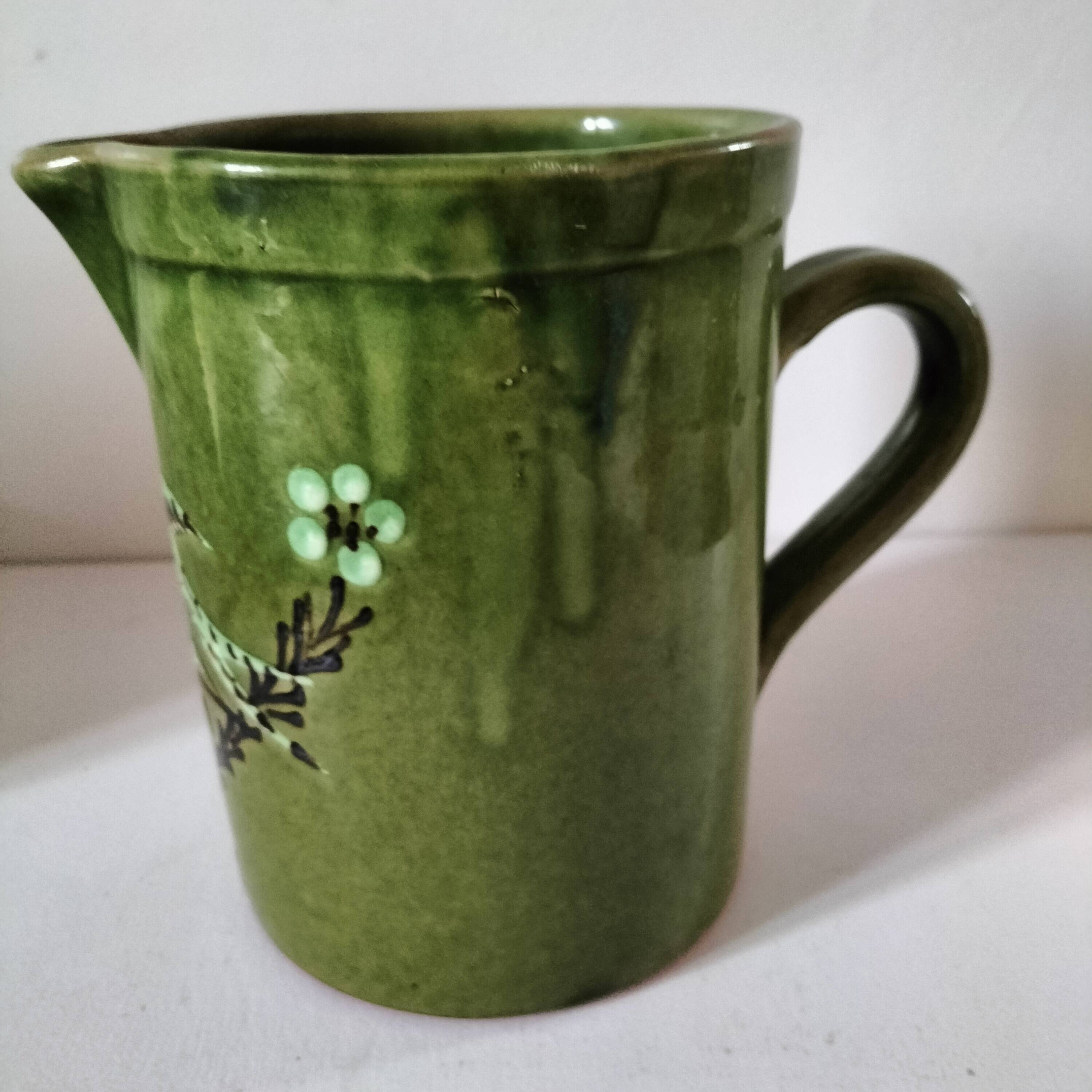 Glazed earthenware pitcher with bird motif - Haute Savoie