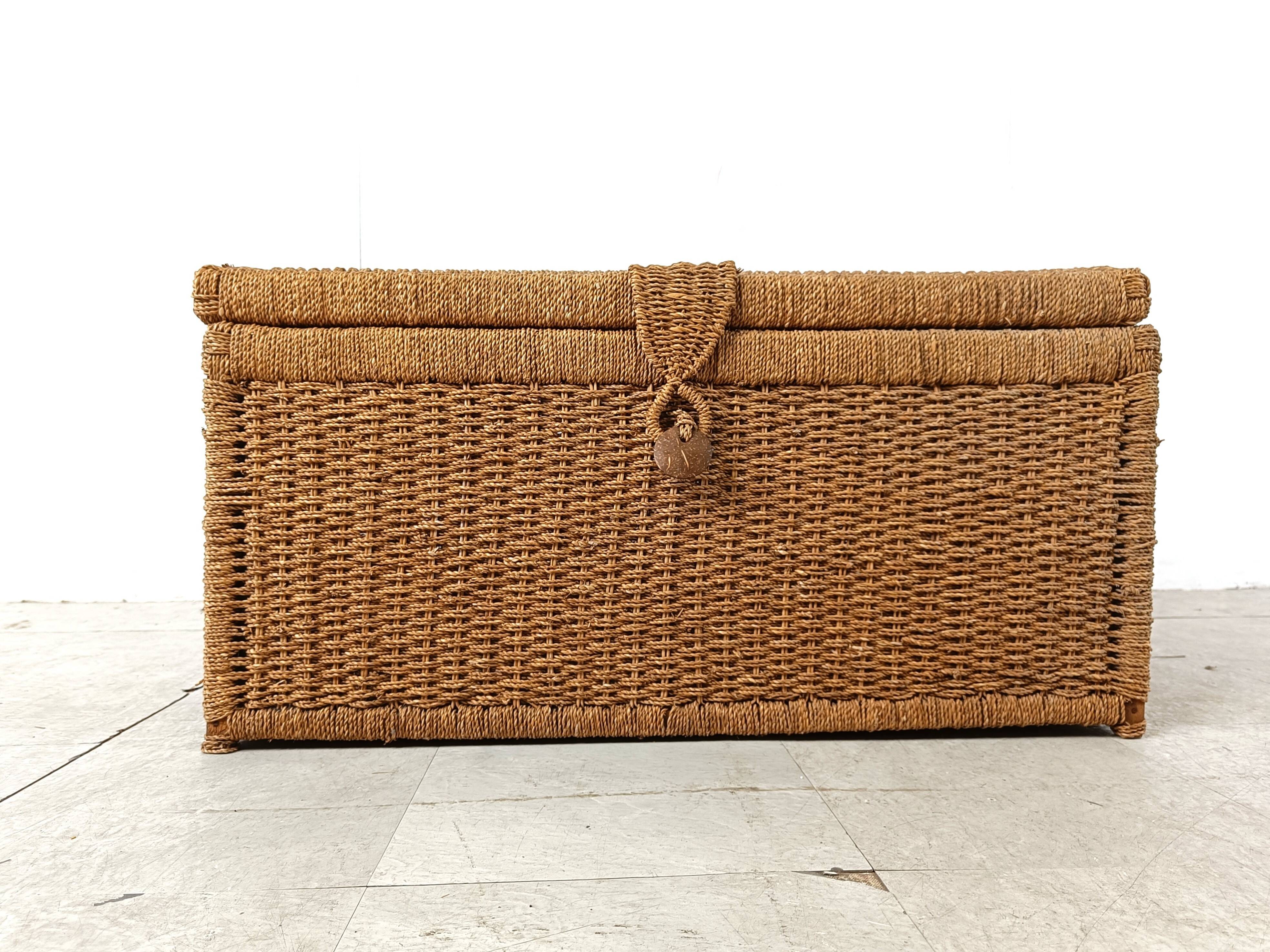 Vintage papercord chest, 1970s