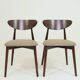 Set of 4 Modern Beech Wood Dining Chair, Herringbone yellow fabric