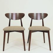 Set of 4 Modern Beech Wood Dining Chair, Herringbone yellow fabric