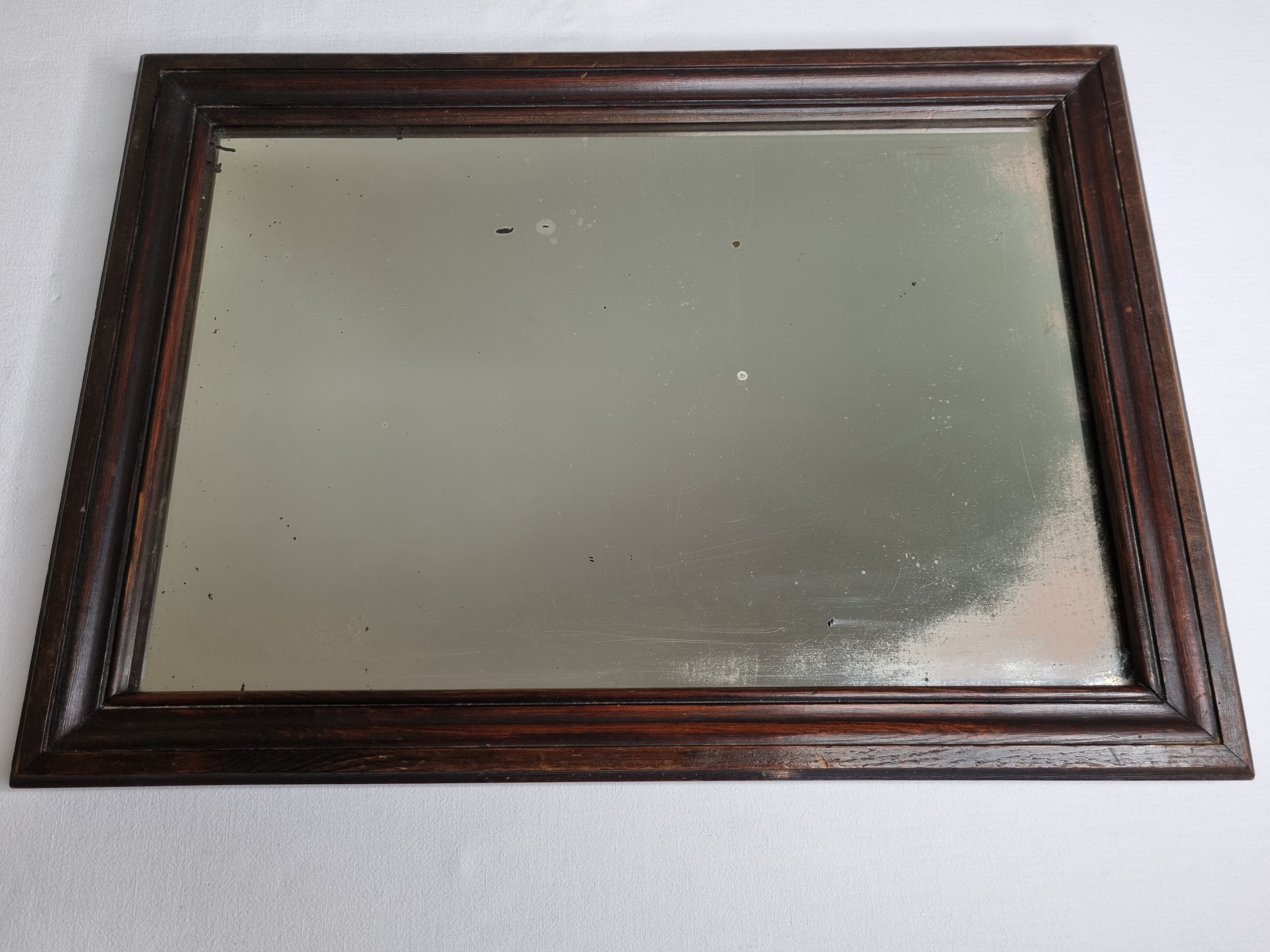 Old rectangular mirror, wooden frame 51x37cm