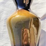 Old dark green vase and dark green and brown ceramic interior signed pl-v73