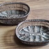 Two small vintage openwork wicker baskets
