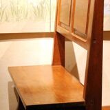 Vintage Italian Modern High Back Bench in Wood, 1950s