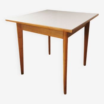Table à manger carré, bois et formica, années 60