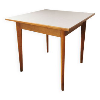 Table à manger carré, bois et formica, années 60